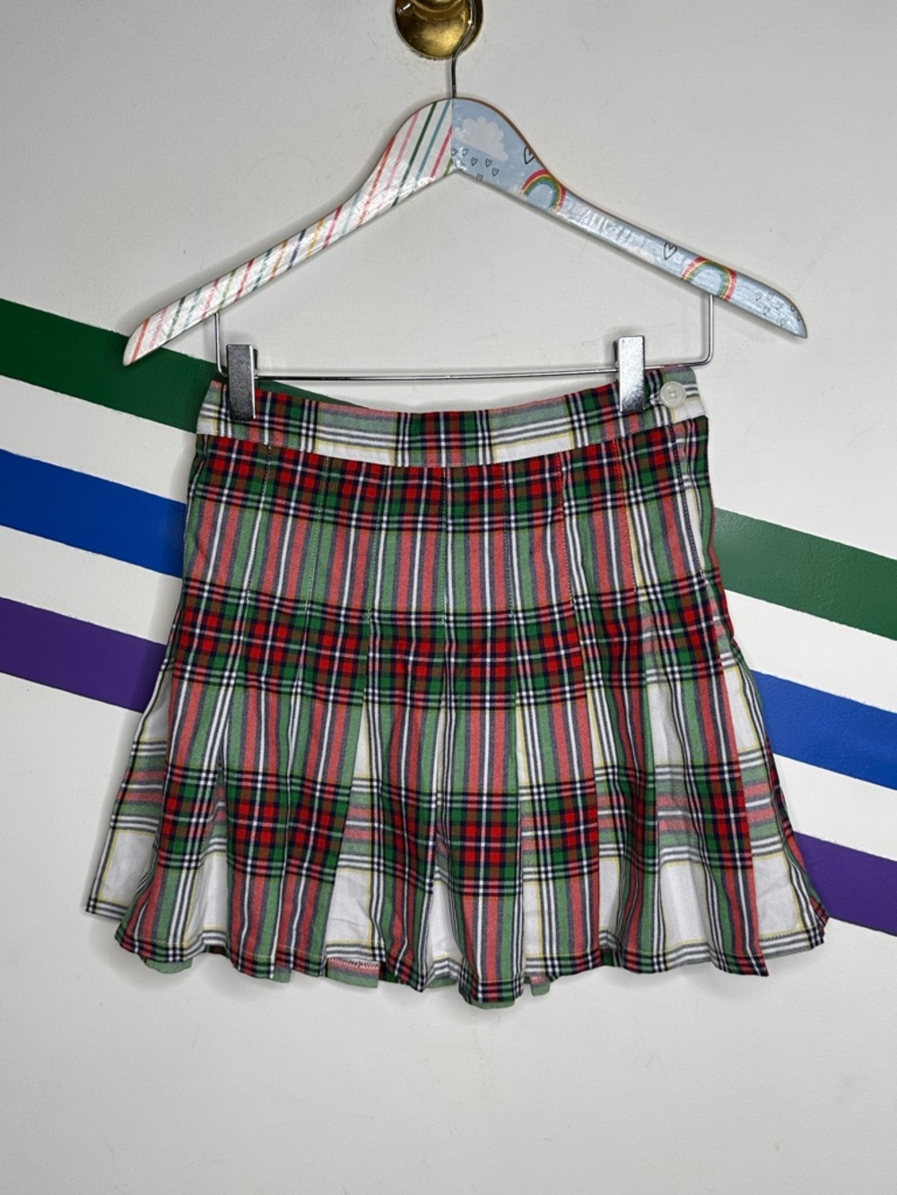 Aerie Christmas plaid pleated school girl mini skirt size small